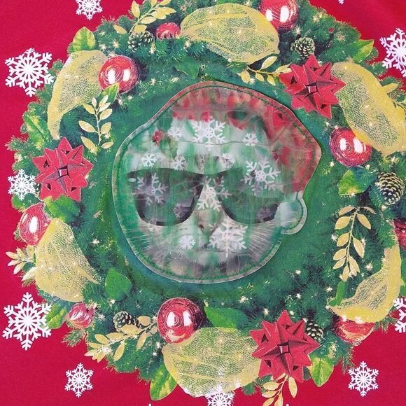 Well Worn Cat Christmas Tshirt Red size Small - Picture 2 of 3